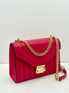 MICHAEL KORS - WHITNEY CROSSBODY / SHOULDER BAG Quilted Electric Pink
